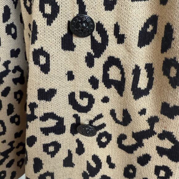 Anne Klein Cardigan Blazer Cheetah Sz XL Double Breasted Open Front Brown Black - Picture 7 of 10